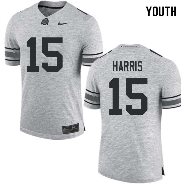Ohio State Buckeyes #15 Jaylen Harris Youth Stitch Jersey Gray